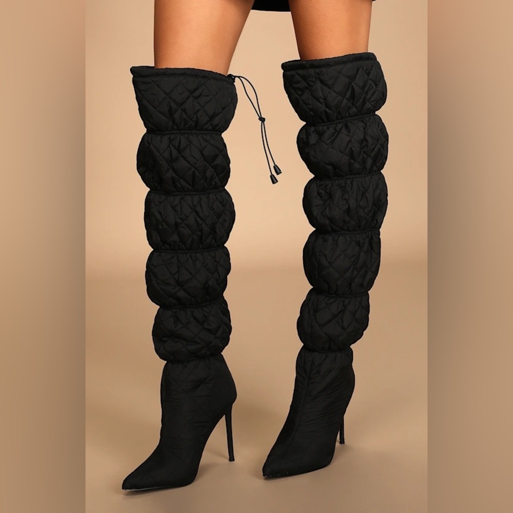Steve Madden Black Quilted Over-the-Knee Boots